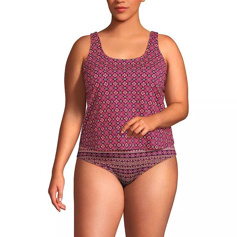 Plus Size Lands End Chlorine Resistant Scoop Neck One Piece Fauxkini Swimsuit, Womens Product Image