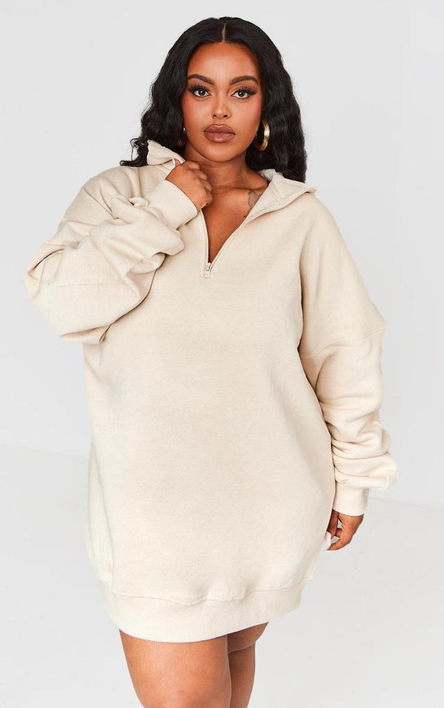 Plus Oatmeal Half Zip Sweatshirt Dress Product Image