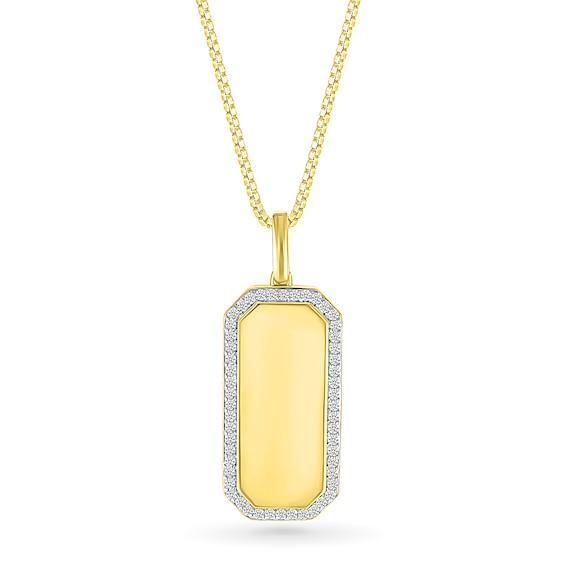 Men's 1/2 CT. T.w. Diamond Octagon-Shaped Frame Dog Tag Pendant in 10K Gold - 22" Product Image