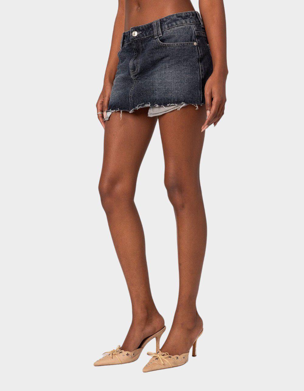 EDIKTED Washed Denim Mini Skirt Product Image