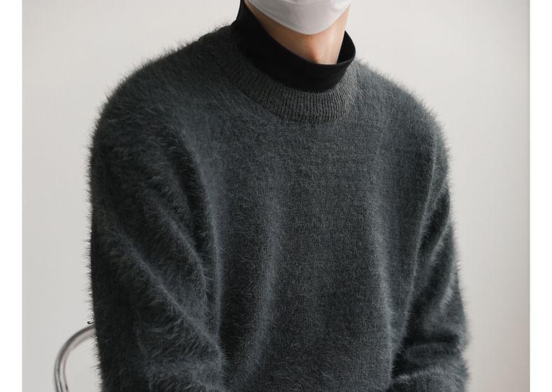 Crew Neck Plain Sweater Product Image