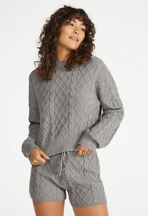 Cable Knit Pullover Hoodie Product Image