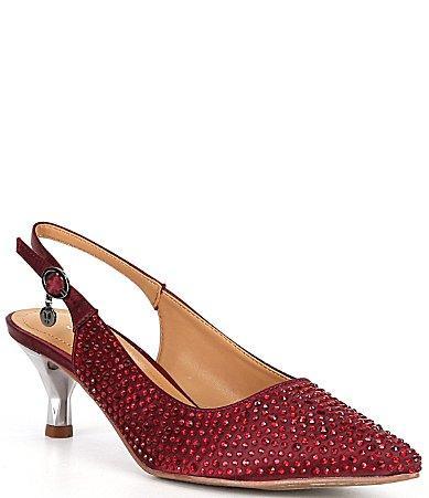 J. Renee Ferryanne Rhinestone Satin Slingback Pumps Product Image