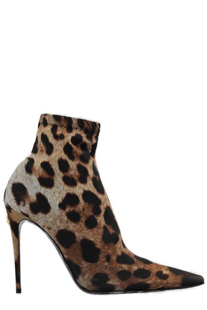 DOLCE & GABBANA X Kim Leopard Printed Ankle Boots In Brown Product Image