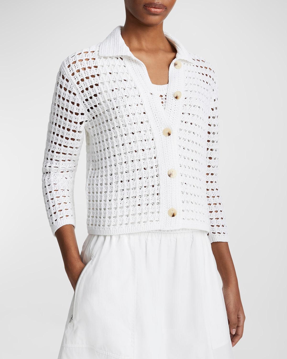 Womens Block-Stitched Cotton Crop Cardigan Product Image