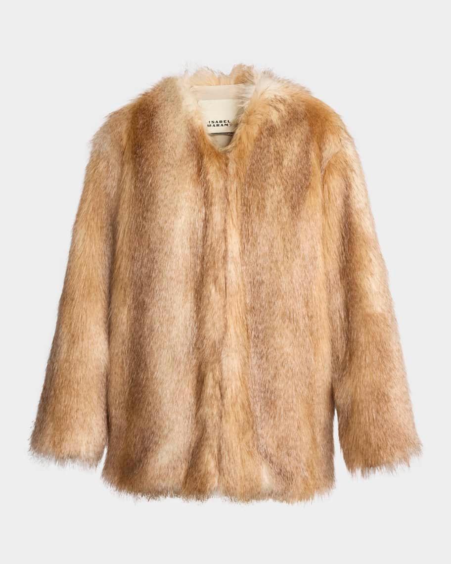 Aglae Faux Fur Collarless Coat Product Image