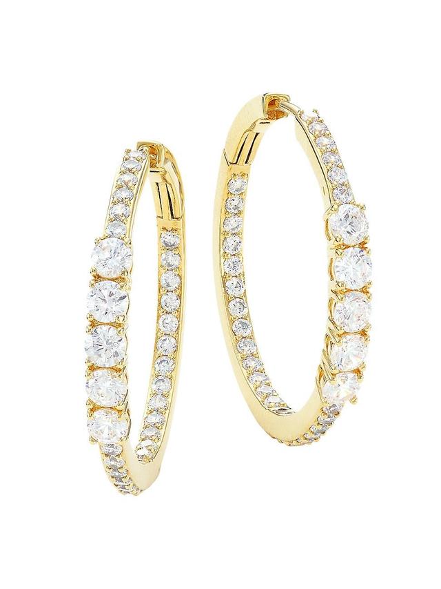 Womens Loveall 18K-Gold-Plated & Cubic Zirconia Medium Hoop Earrings Product Image