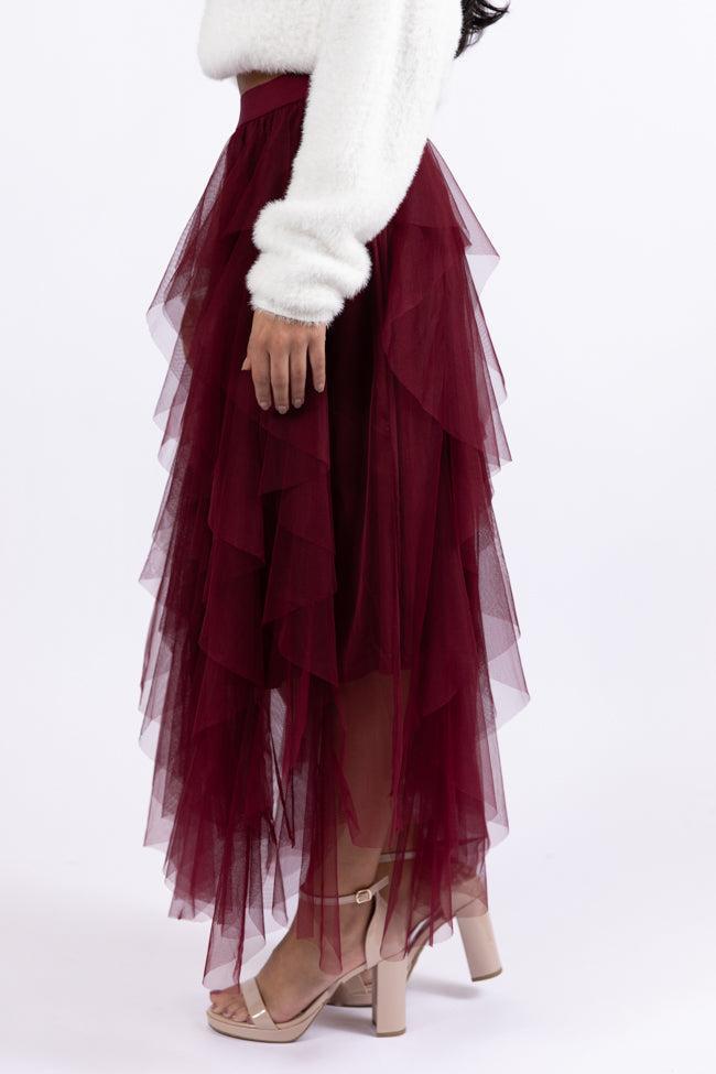 Magical Feeling Wine Tulle Maxi Skirt FINAL SALE Product Image