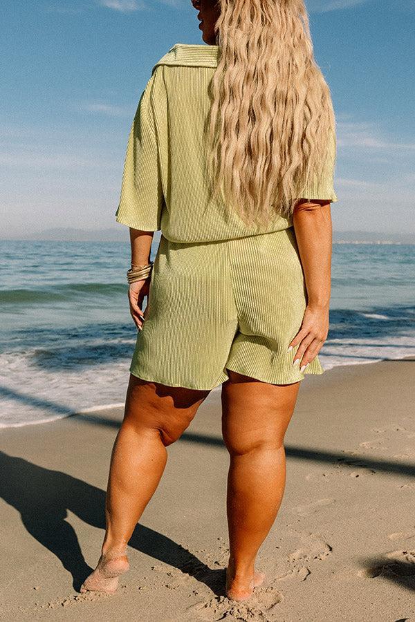 Tour The Town Pleated Shorts In Lime Punch Curves Product Image