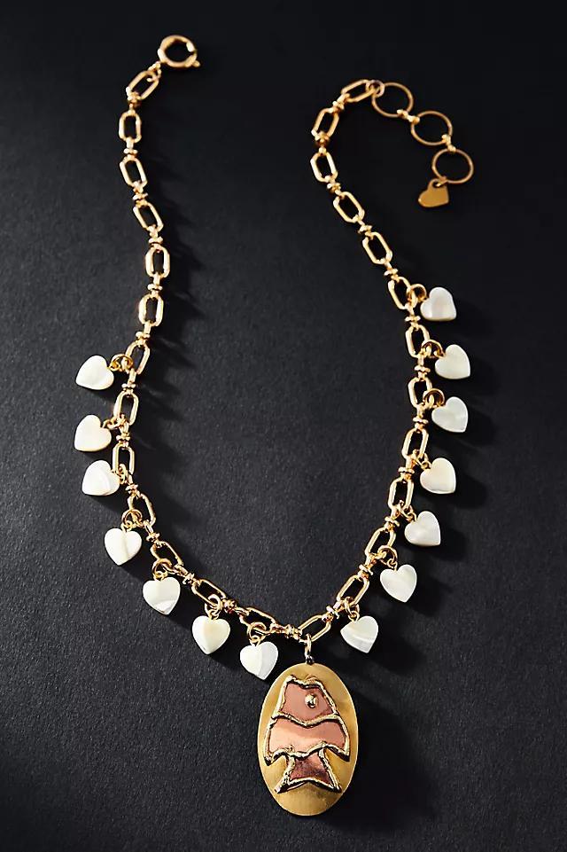 The Sage Vintage Mother-of-Pearl Fish Charm Necklace Product Image