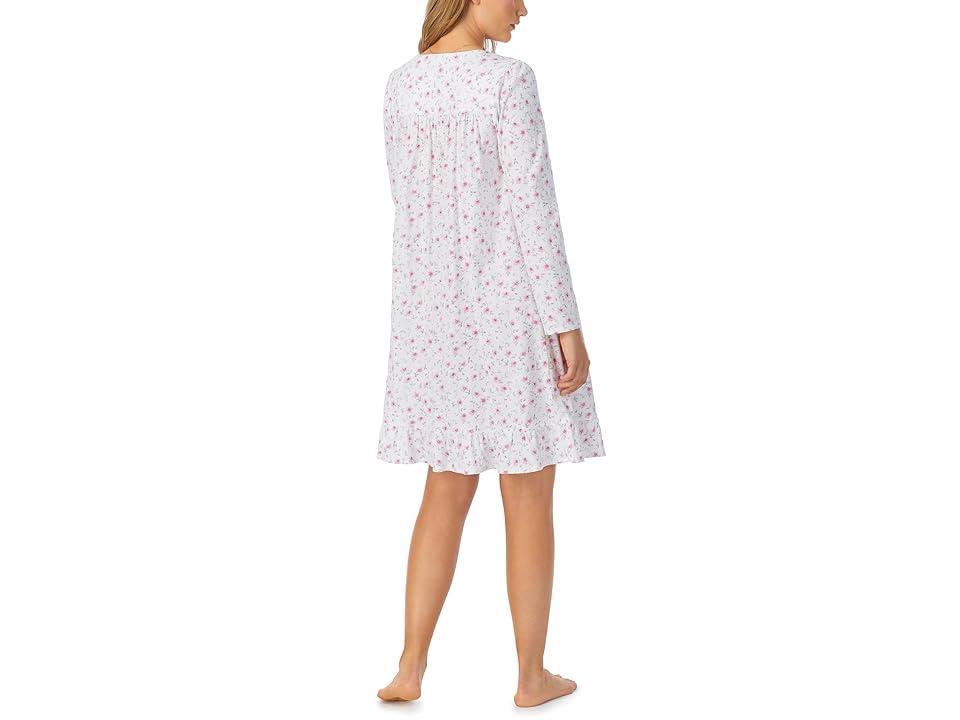 Eileen West Long Sleeve Short Gown (White Ground Floral) Women's Pajama Product Image