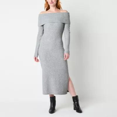 Worthington Womens Long Sleeve Sweater Dress Product Image