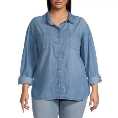 a.n.a Plus Womens Long Sleeve Regular Fit Button-Down Shirt product image