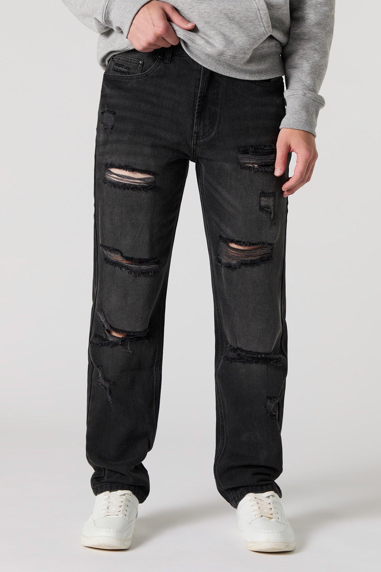 Heavy Distressed Straight Leg Jean Male Product Image