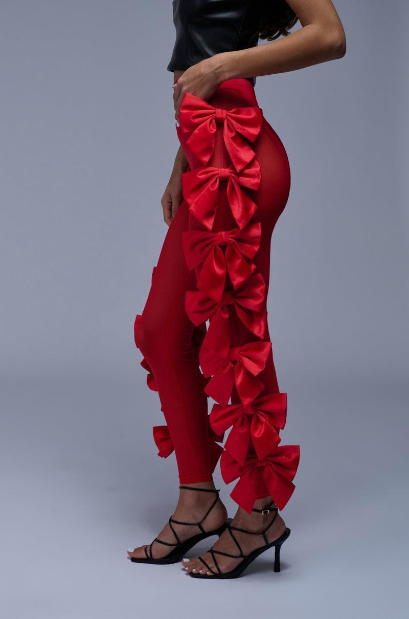 FEELING CUTE BOW LEGGING IN RED Product Image