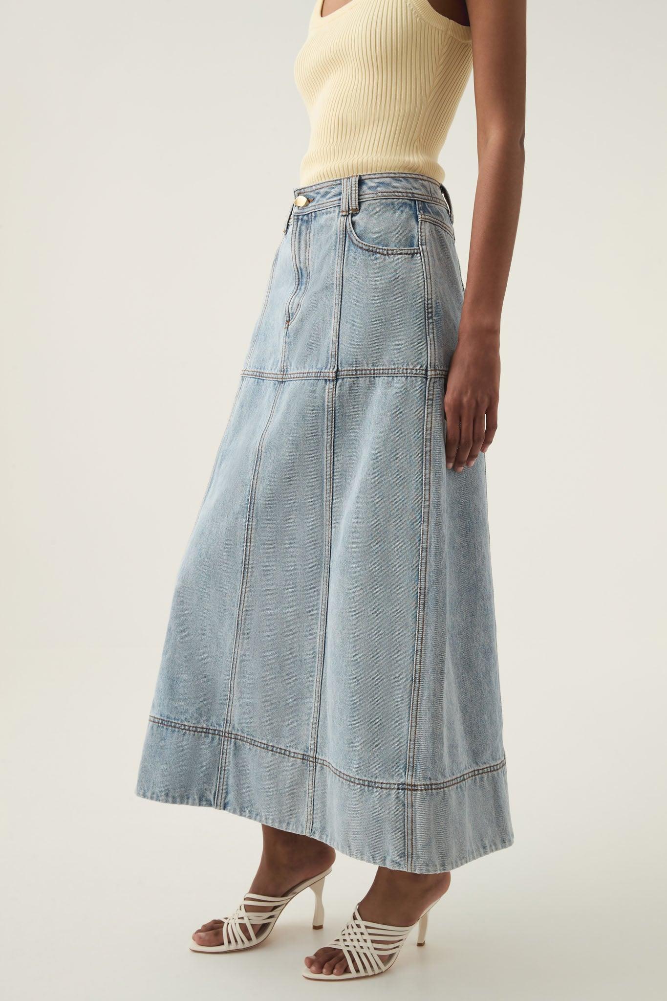 Aura Denim Midi Skirt Product Image