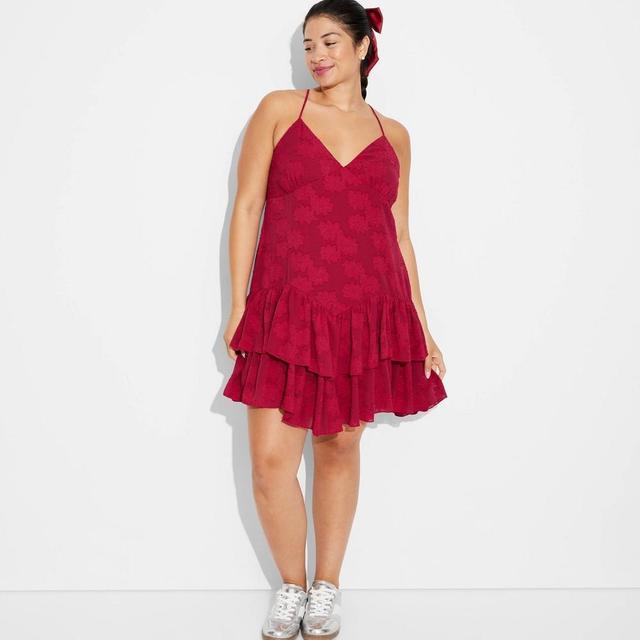 Womens Game Day Ruffle Mini Skater Dress - Wild Fable Cherry Red XXL Product Image