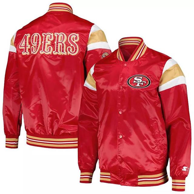 Mens Starter Scarlet San Francisco 49ers Satin Full-Snap Varsity Jacket Product Image