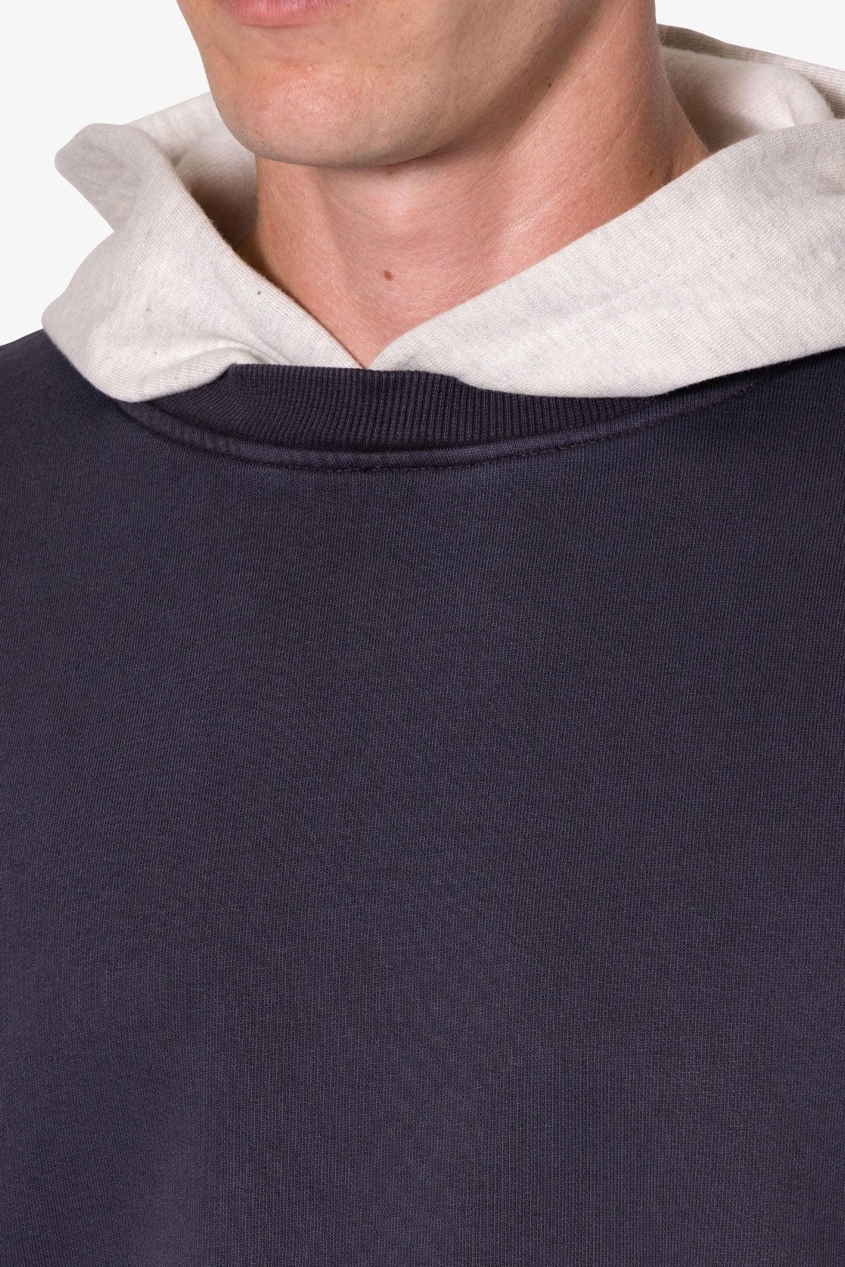 Contrast Crewneck Hoodie - Navy/Grey Product Image