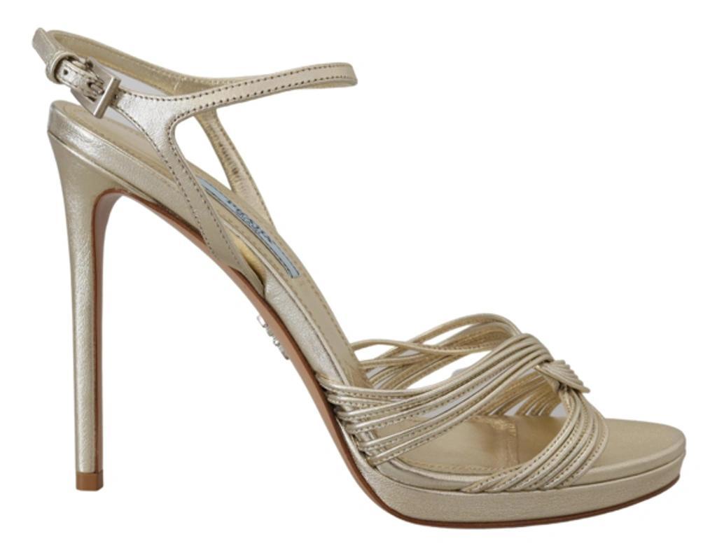 Elegant Gold Stiletto Heel Women's Sandals In Gold And Havana Product Image