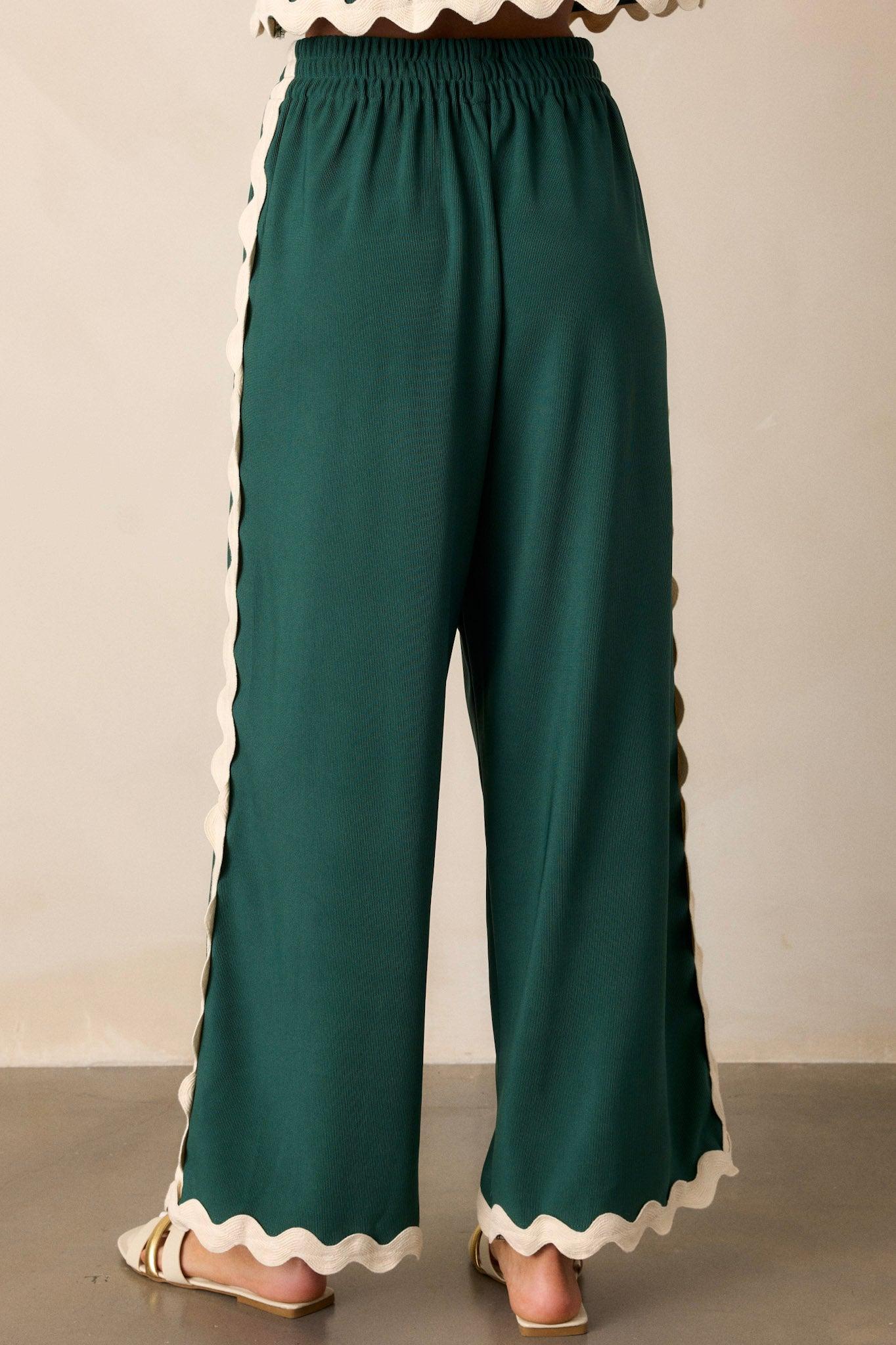 Breezy Charm Hunter Green Ricrac Pants Product Image