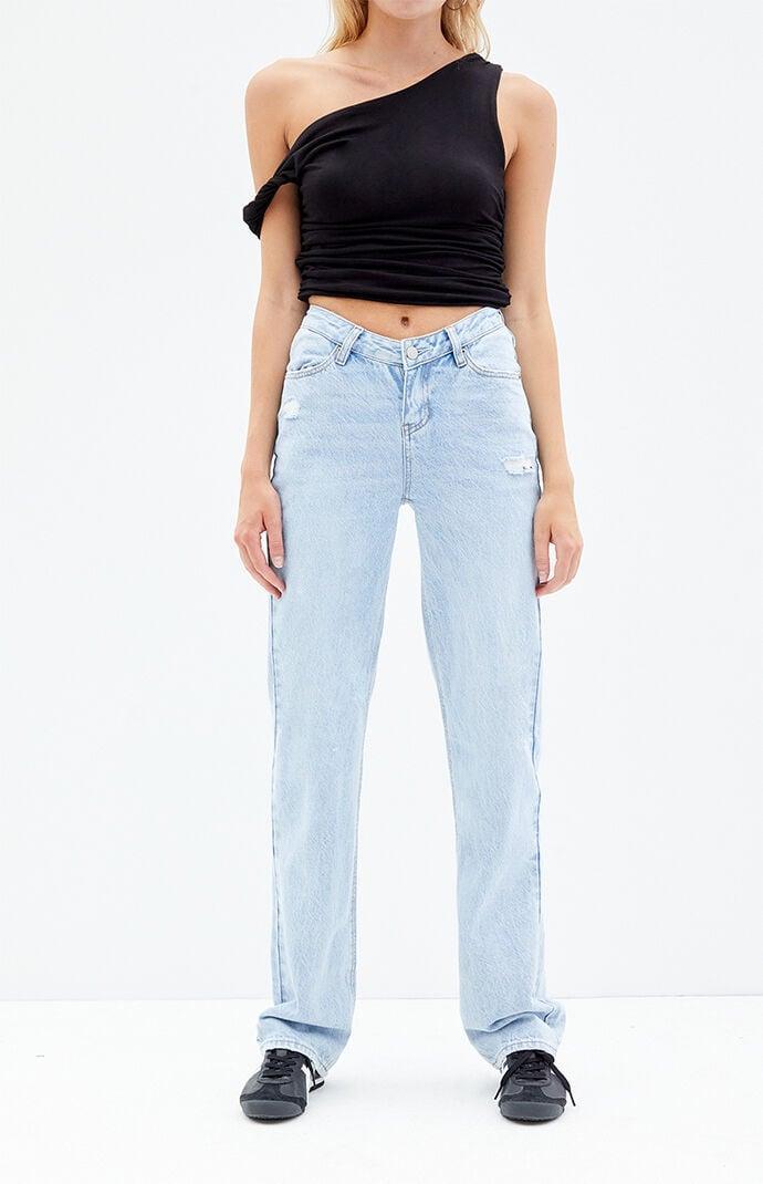 Womens Light Indigo V-Dip 90s Boyfriend Jeans Product Image