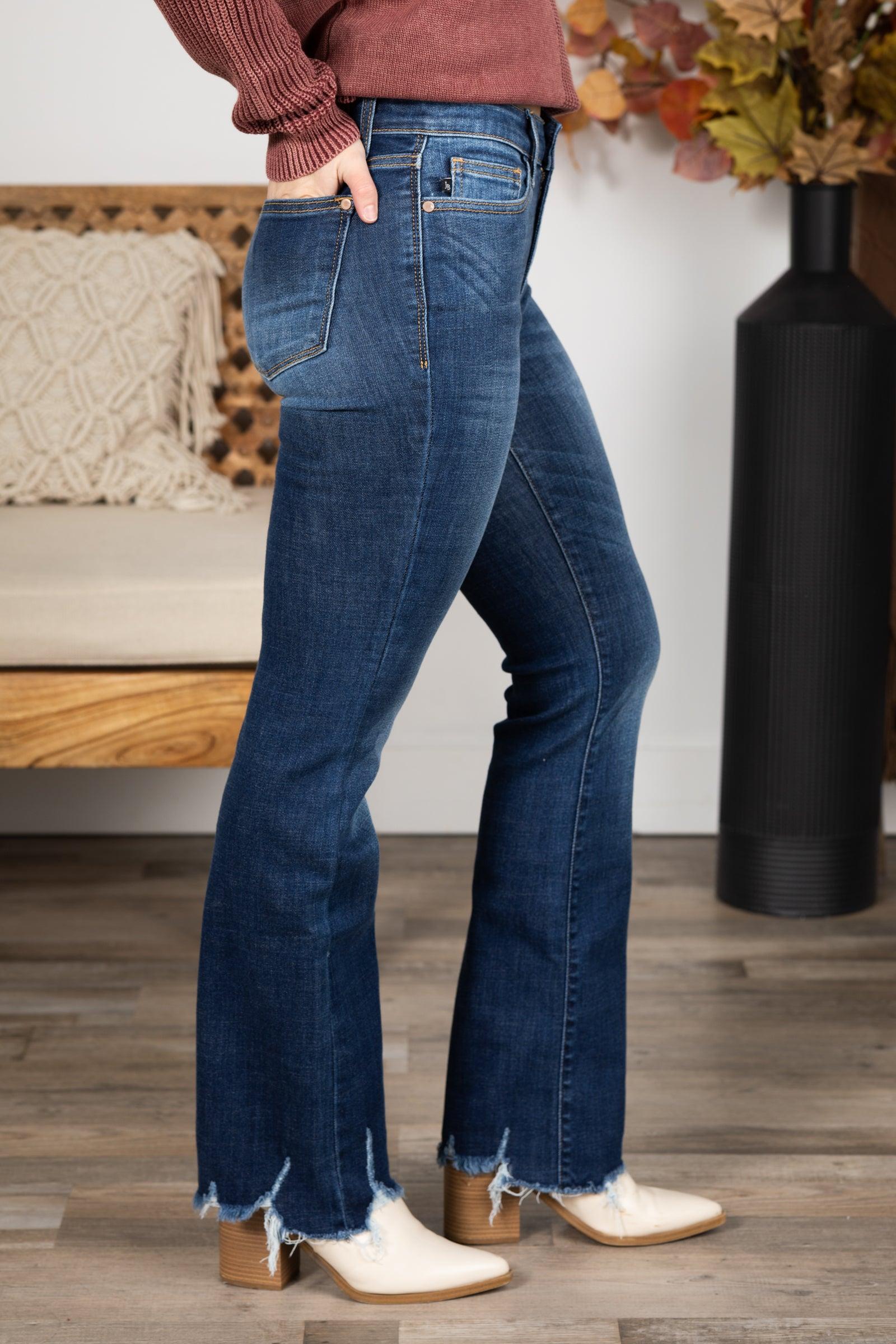 Judy Blue Raw Hem Non Distressed Bootcut Jeans Product Image