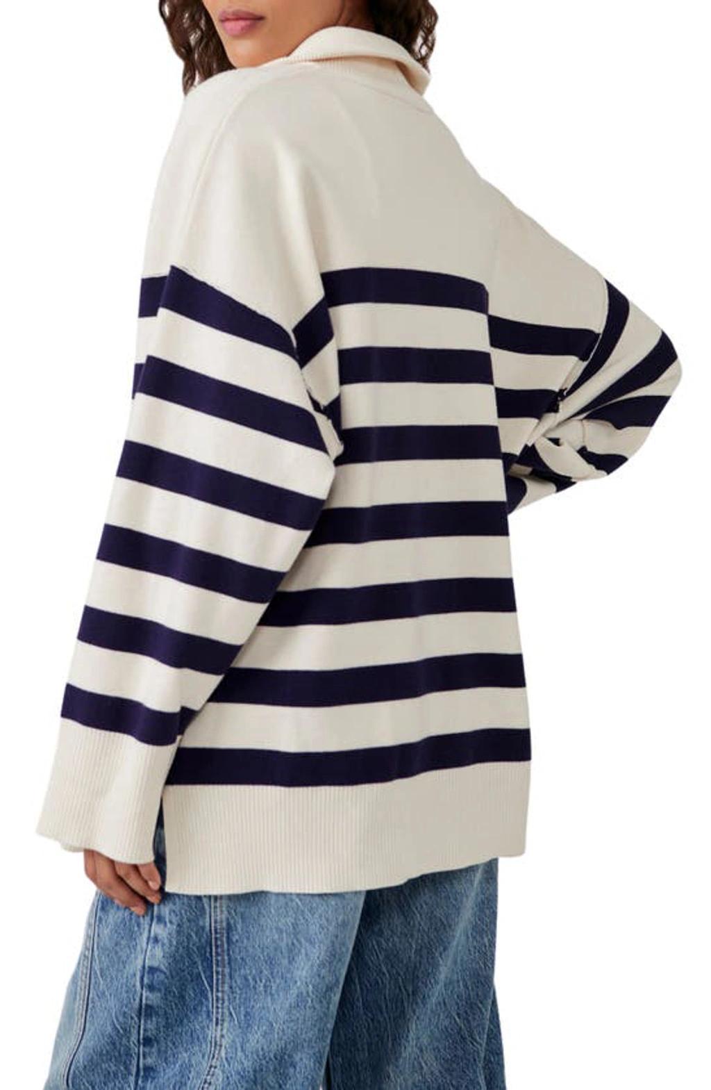 Free People Coastal Stripe Pullover (Pine Grove Combo) Women's Clothing Product Image