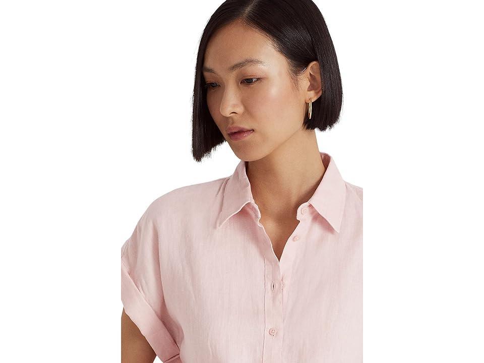 Lauren Ralph Lauren Linen Point Collar Short Dolman Sleeve Shirt Product Image