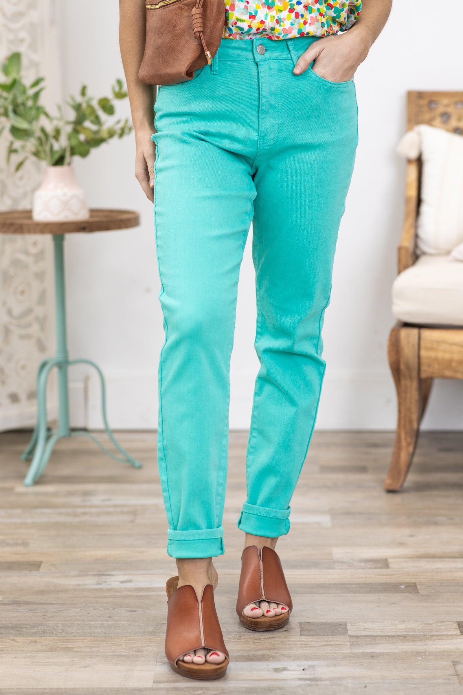 Judy Blue Aqua Garment Dyed Straight Leg Jeans Product Image