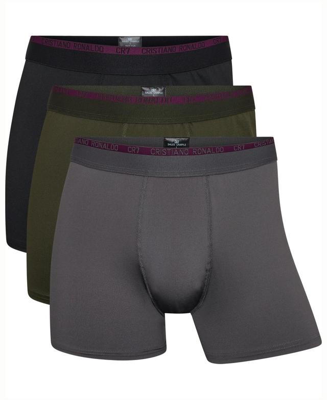 CR7 Mens Microfiber Blend Trunks, Pack of 3 - Charcoal, Slate Gray, Moss Green Product Image