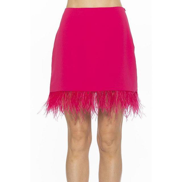 Womens ALEXIA ADMOR Flora Classic Mini Skirt With Feather Trim Product Image