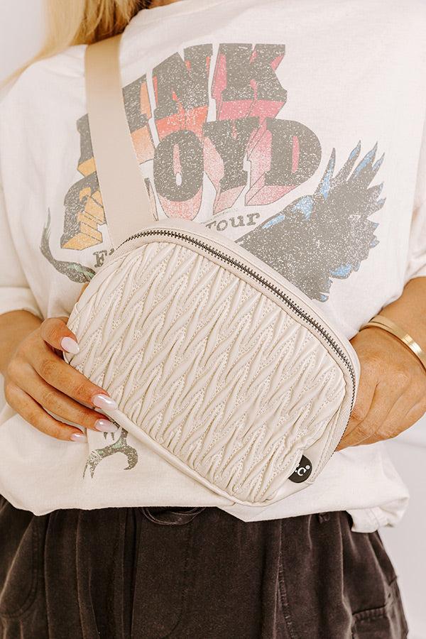 Sweet Pea Faux Leather Fanny Pack in Cream Product Image