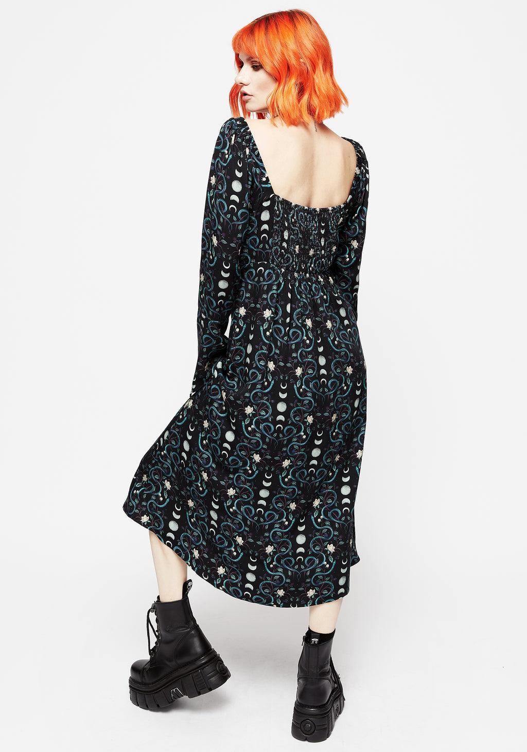 Pythia Print Flute Sleeve Midi Dress Product Image