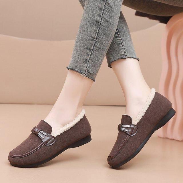 Faux Suede Panel Fleece Slip Ons Product Image