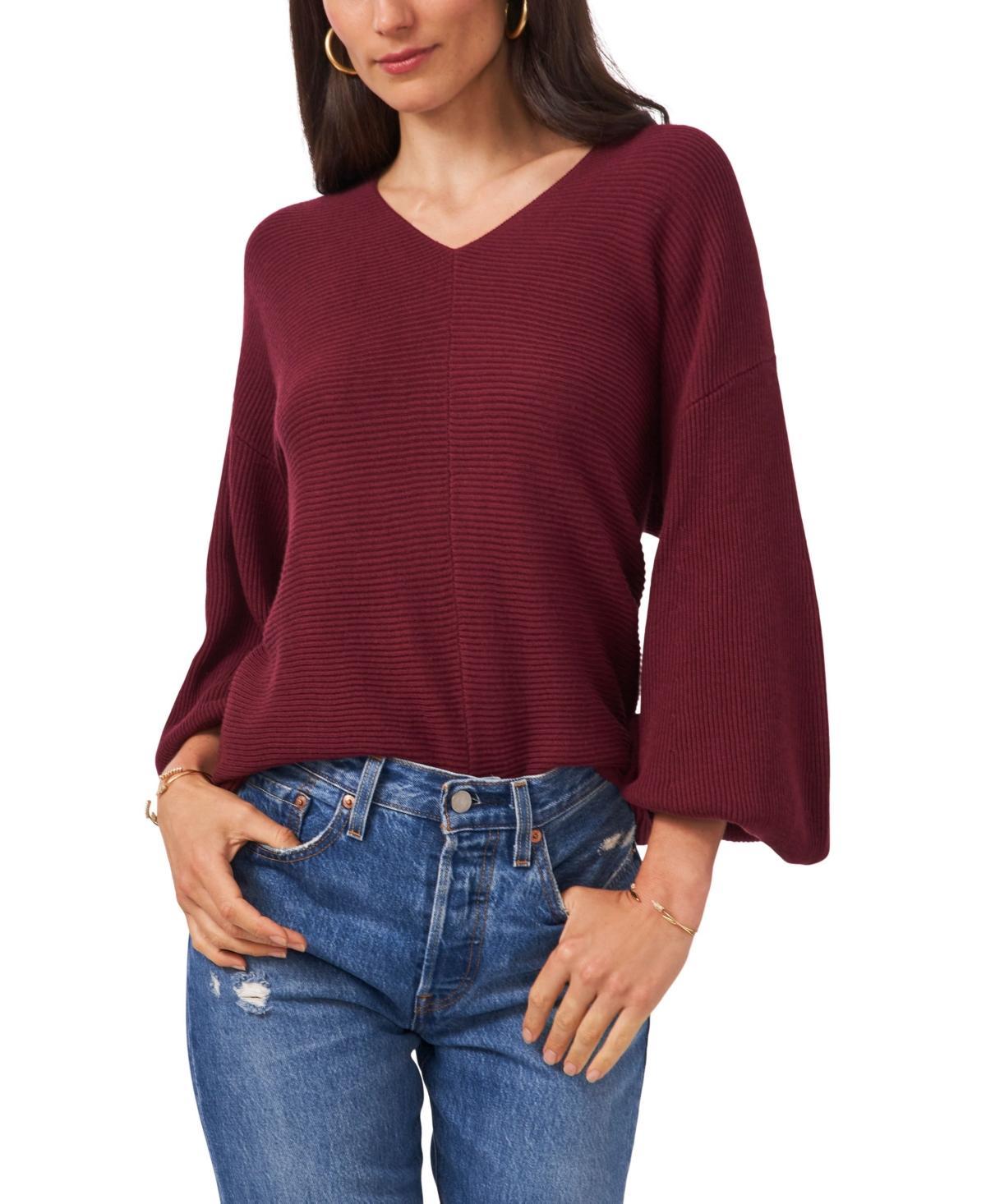 1.state Womens Rib-Knit Bubble Sleeve Long Sleeve Sweater Product Image