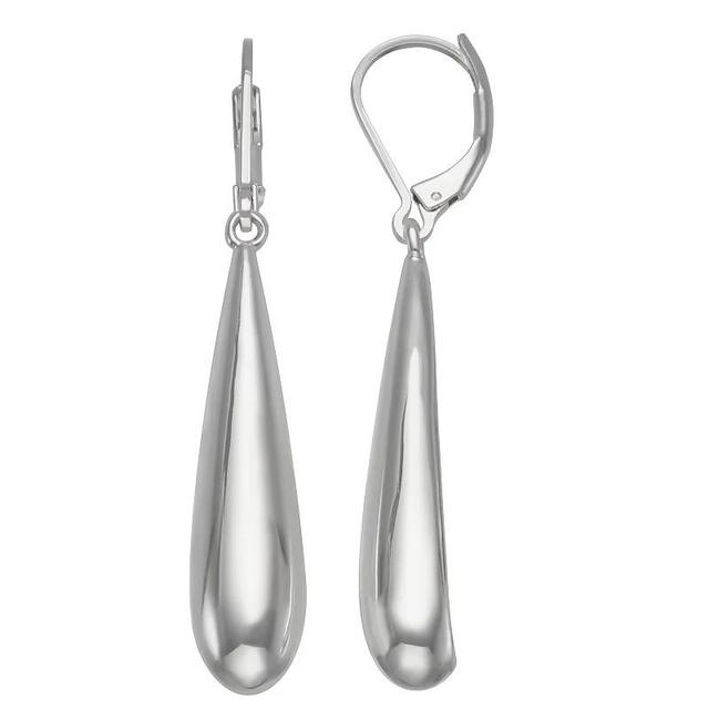 Nine West Silver Tone Metal Drop Leverback Earrings, Womens Product Image