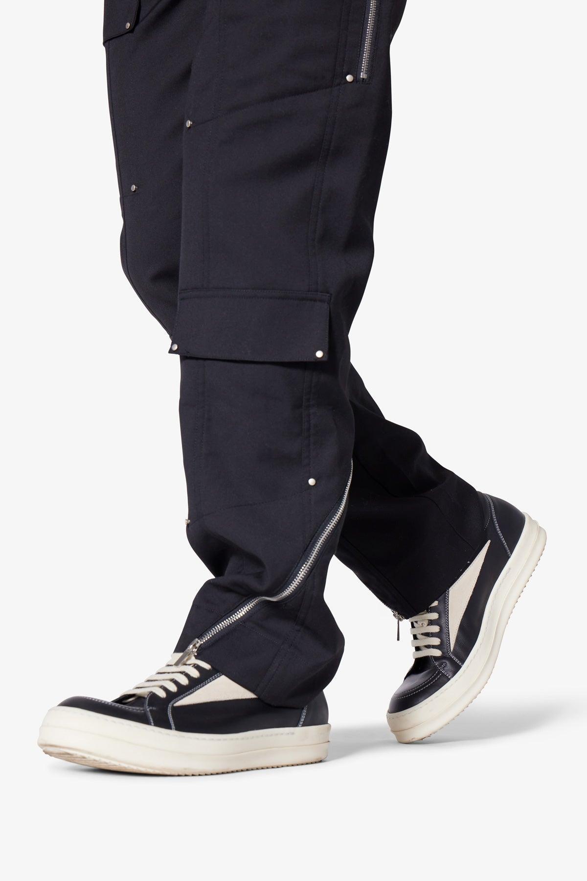 Angled Zip Cargo Pants - Black Product Image