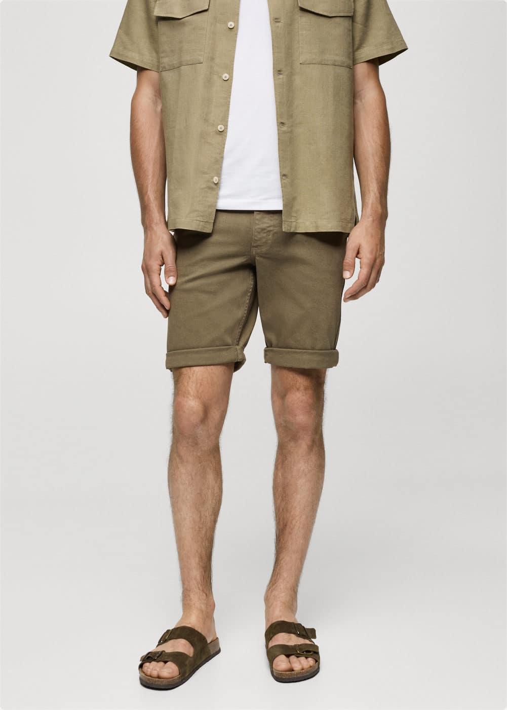 MANGO MAN - Slim-fit denim bermuda shorts khakiMen Product Image