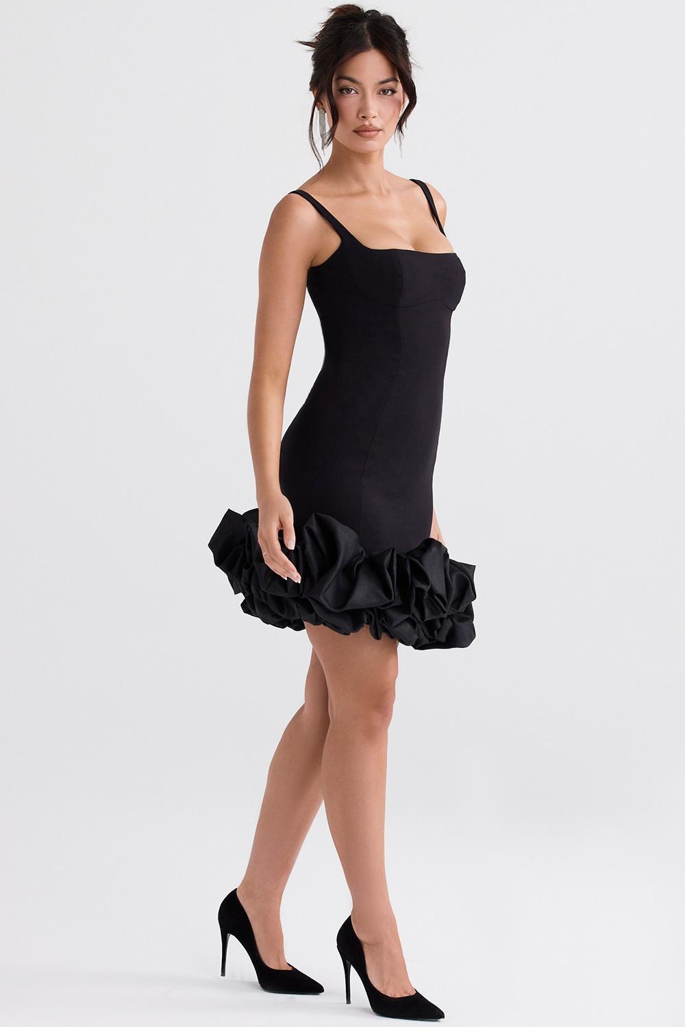 Lilou Black Ruffle Hem Dress Product Image