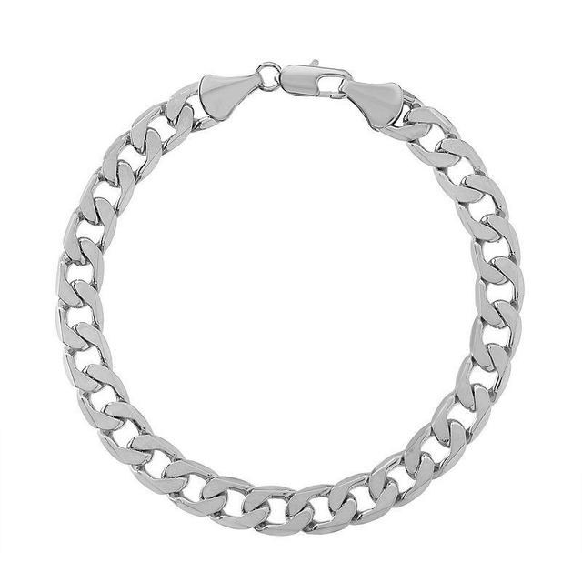 Mens 14k White Gold Plated Cuban Chain Bracelet, Mens Product Image