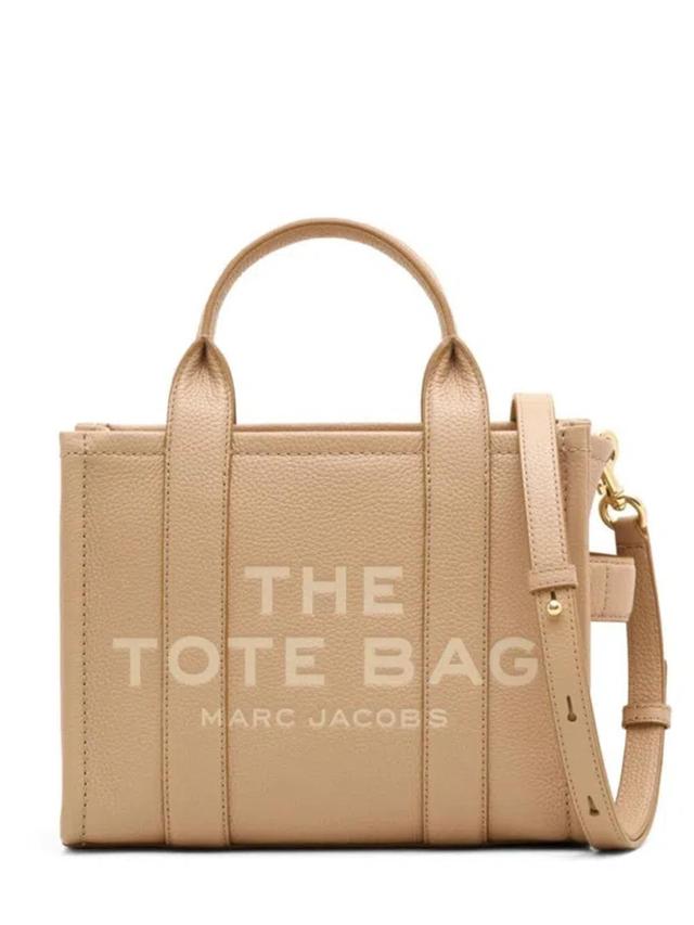 MARC JACOBS The Leather Small Tote Bag In Beige Product Image