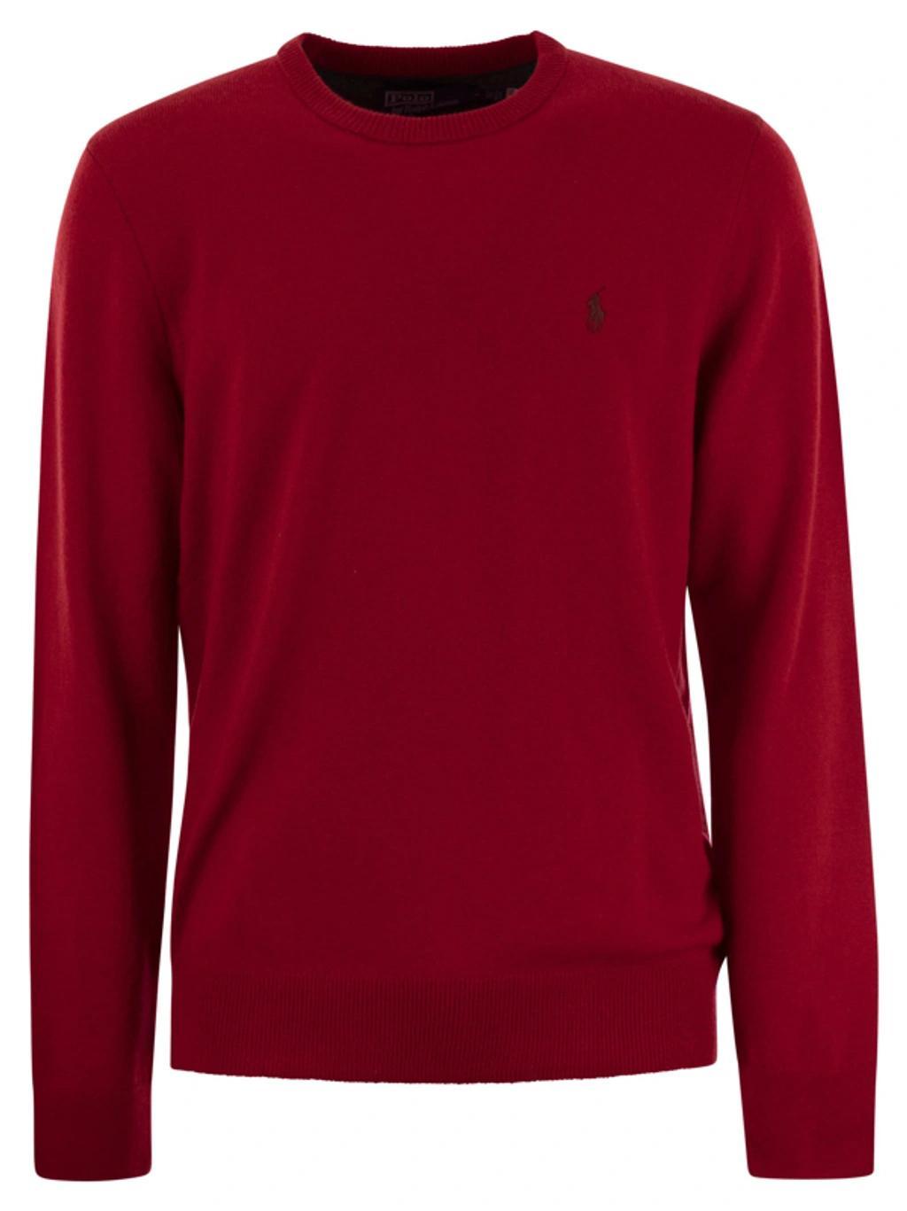 Crew-neck Wool Sweater In Red Product Image