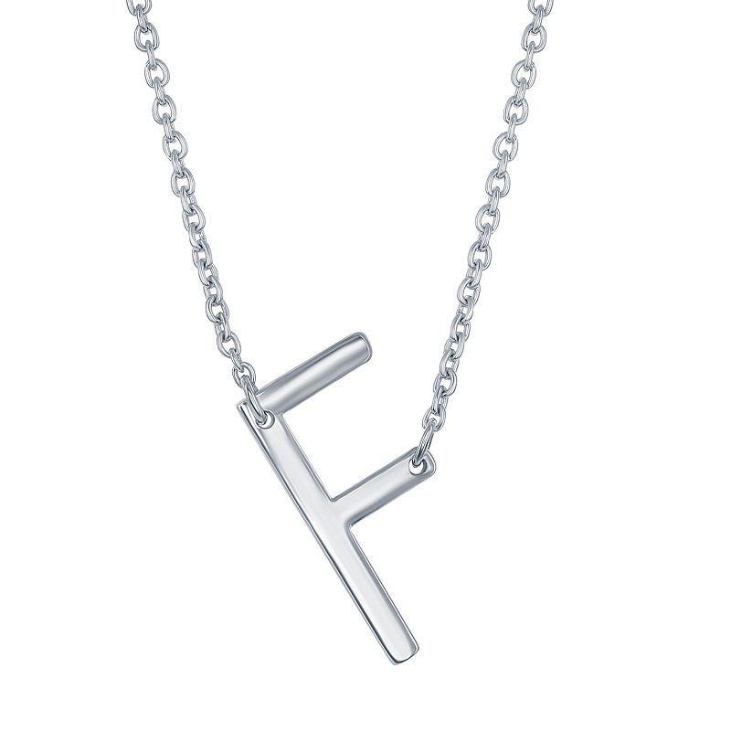 Sterling Silver Sideways Initial Necklace, Womens Sterling J Product Image