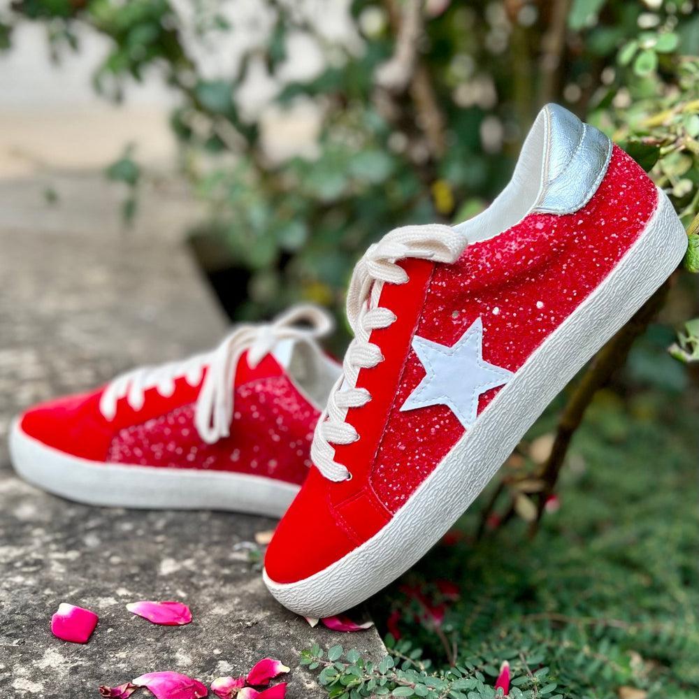 Red Glazed Star Sneakers Product Image