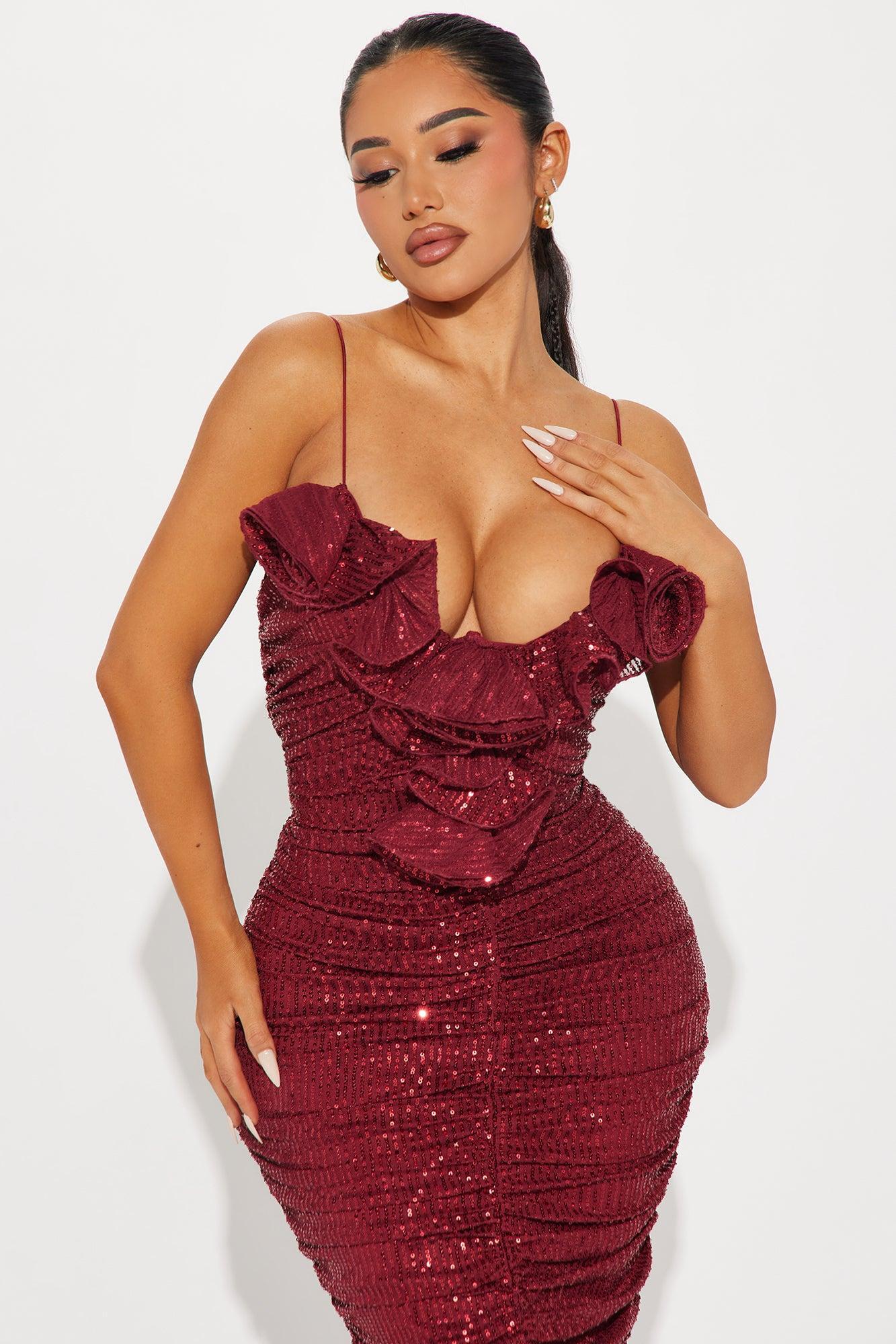 Chaya Sequin Maxi Dress - Wine Product Image