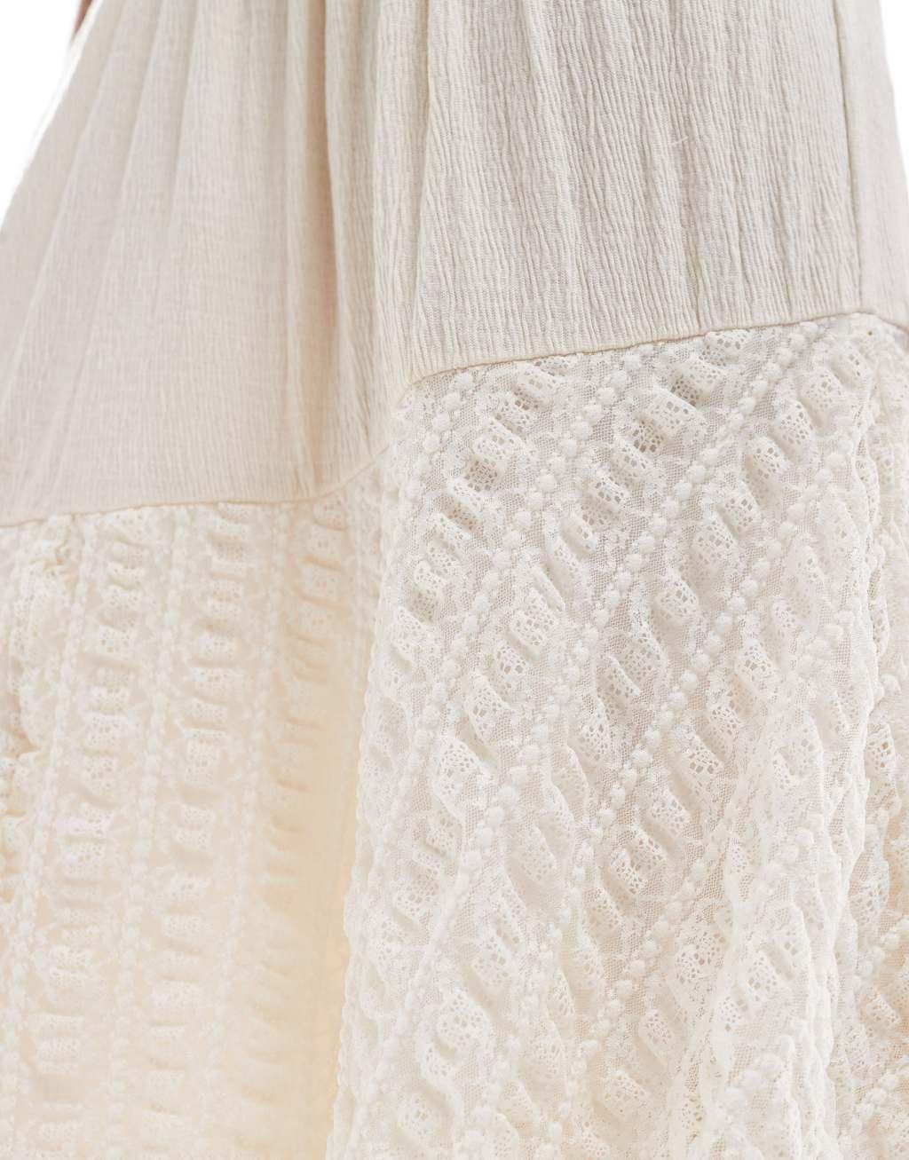 ASOS DESIGN crinkle lace rara hem maxi skirt in ivory Product Image