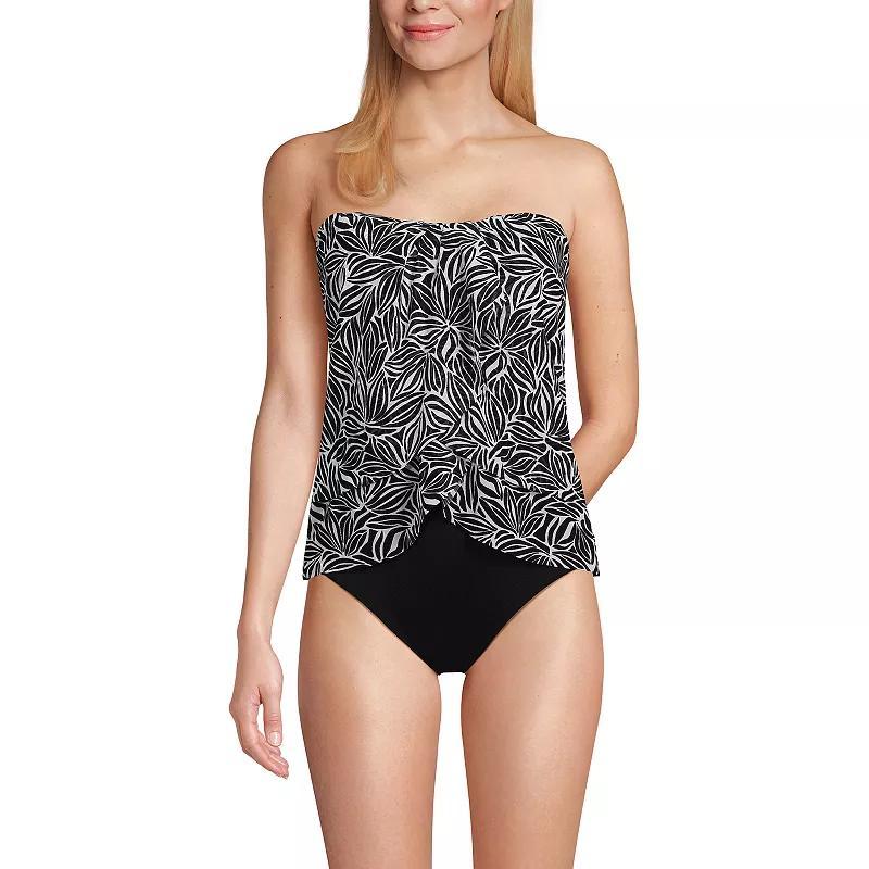 Womens Lands End Printed Mesh Bandeau Fauxkini High Leg One-Piece Swimsuit Product Image