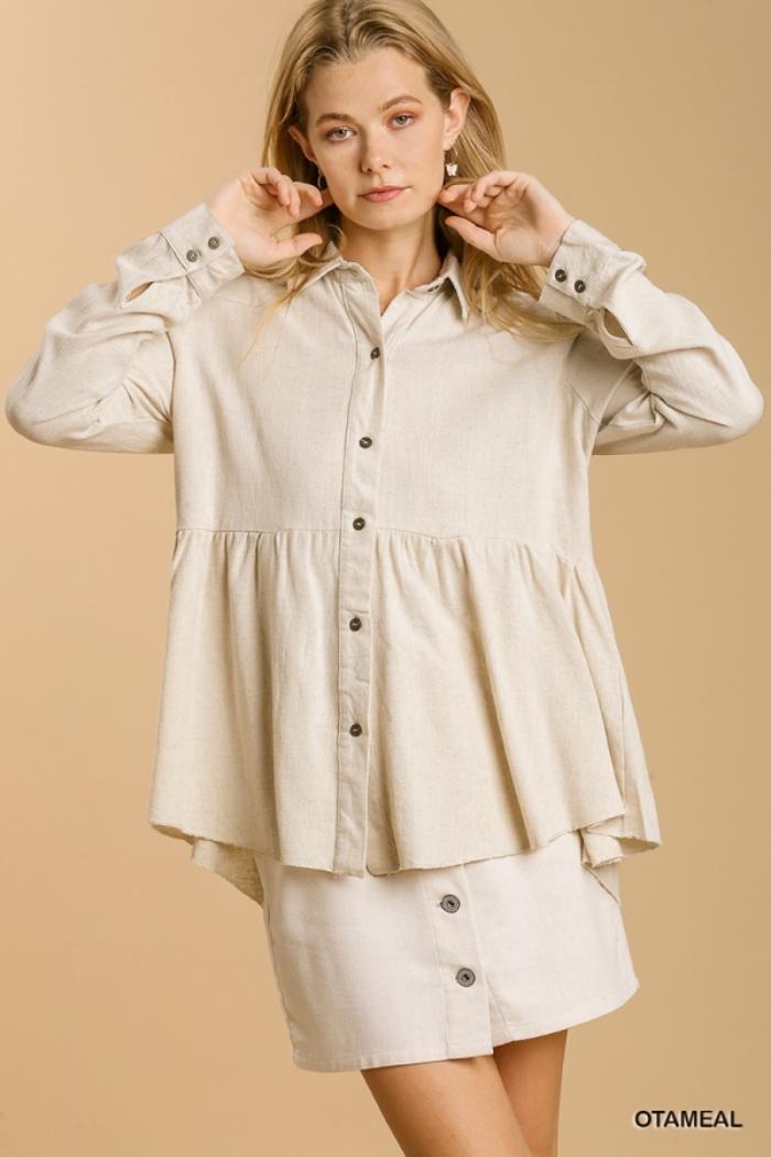 Linen Cotton Babydoll Top Product Image