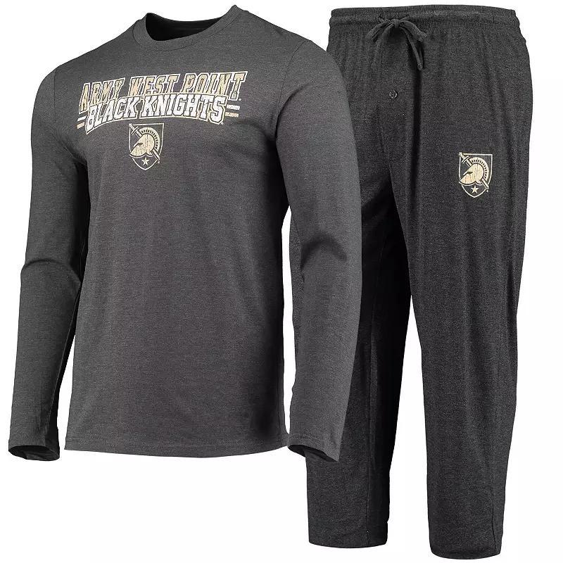 Mens Concepts Sport Black Distressed Army Black Knights Meter Long Sleeve T-shirt and Pants Sleep Set - Black Product Image